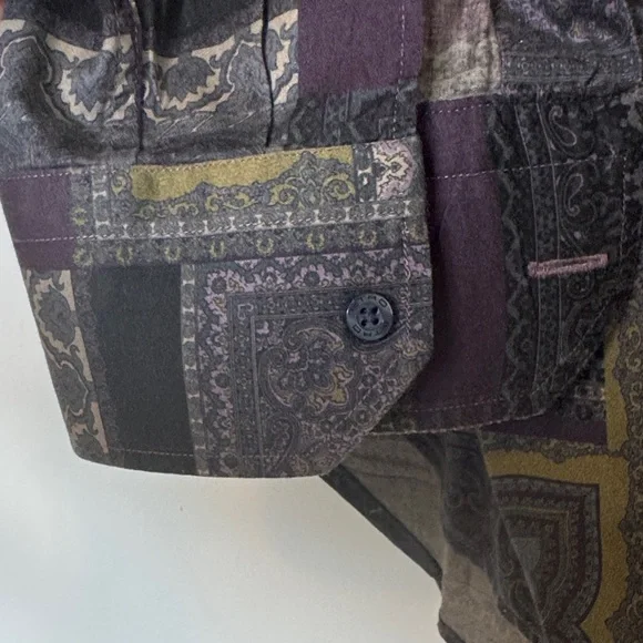 Etro Paisley Patterned Shirt in Purple and Gray Size 44